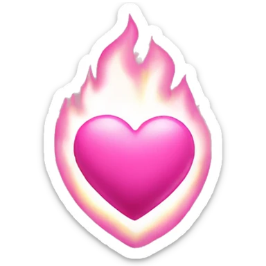 Pink heart w fire sticker