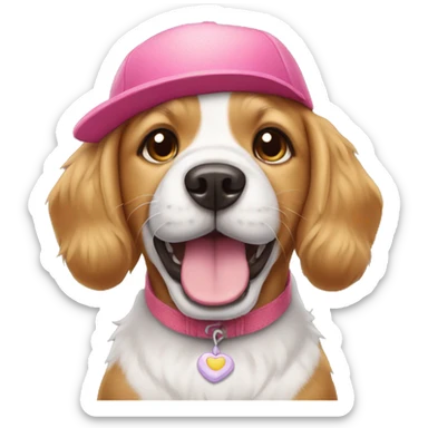 dog with hello kitty hat sticker
