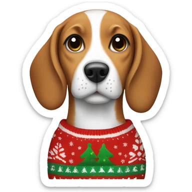 Beagle wearing Christmas sweater sticker