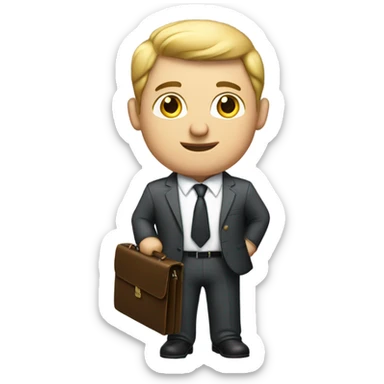 White Business man holding briefcase  sticker