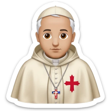 The pope wearing a robe with a Chicago flag sticker