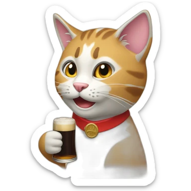 gato tomando cerveza sticker