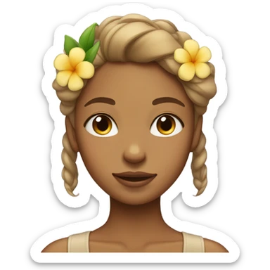 tan girl flower in her hair eyes closed sticker