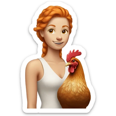 Ginger girl with a brahma hen sticker