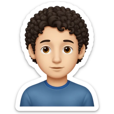 Emoji of a curly dark haired young boy big nose sticker
