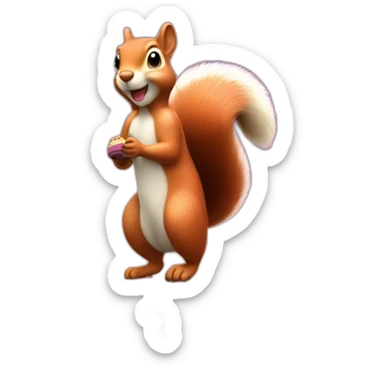 the squirrel stands on the prize podium taking first place sticker