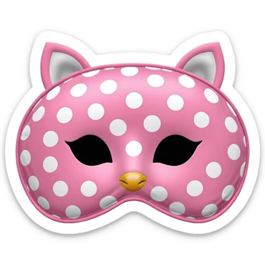 Pink sleeping mask with white polka dots sticker