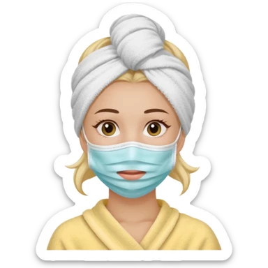 Una chica con una mascarilla y una toalla en el pelo sticker