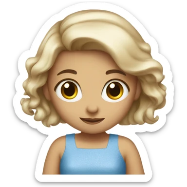 Cute girl in blue dress sticker