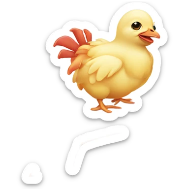 Baby chicken and sea crab, holding hands sticker