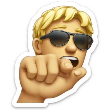 crying face with sunglasses while doing finger guns sticker