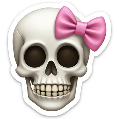 skeleton face with pink bow sticker