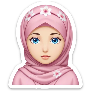 Turkish beautiful finish Konya girl blue eyes with hijab and Sakura dress sticker