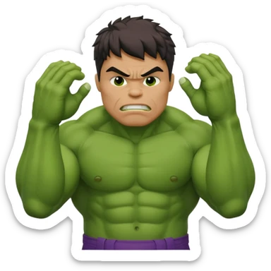 Create a man in a Hulk costume with a face palm sticker