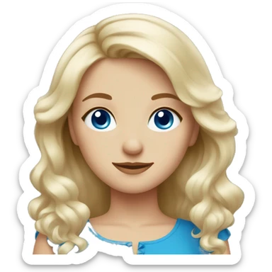 Polish blonde girl with blue eyes in blue dress sticker