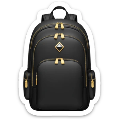 Realistic detailed black luxury backpack made from black diamond with the name Riko on the front sticker