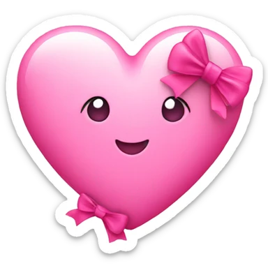 Pink heart with bow sticker