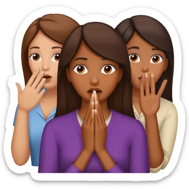 Oops gesture with hand covering mouth, then three female symbols in a row sticker