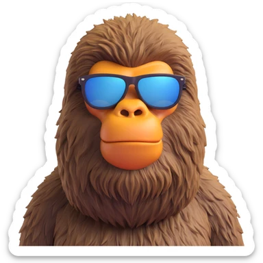 Bigfoot with cool sunglasses, sharp details, high resolution, defined edges, realistic fur texture sticker