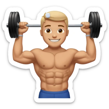 glorious gentlemen moustache lifting heavy weights and smiling sticker