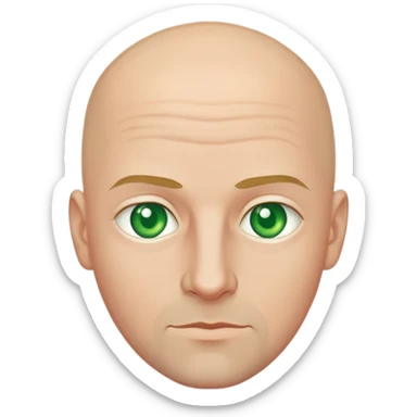 caucasian bald man with green eyes sticker