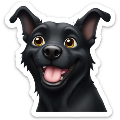 Black dog looking very excited sticker