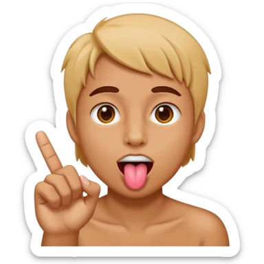 Finger tap with tongue out sticker