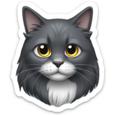 all-darkgrey-cat-long-hair broken ear sticker