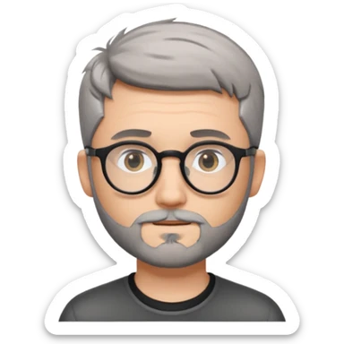 homme jeune blanc cheveux gris court lunettes rondes noir et petite barbe  sticker