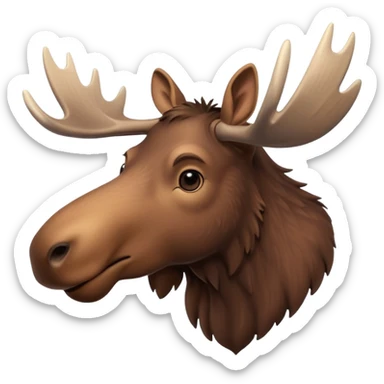 A high-resolution digital illustration of a young moose in a clean, semi-realistic style. The young moose is shown facing sideways head tilted  sticker