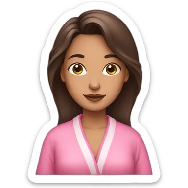 brunette girl in a pink robe sticker