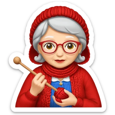 knitting grandma red sticker