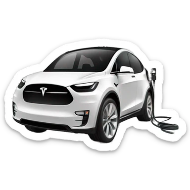 tesla charged from solar panel with cable sticker