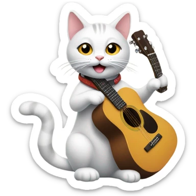 Cat playing the guitar  sticker