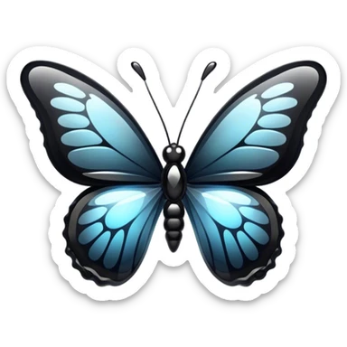 Glossy shiny Obsidian glass crystal butterfly sticker