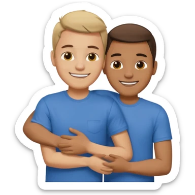 two guys hugging sticker