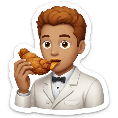 Person eating fried chicken sticker