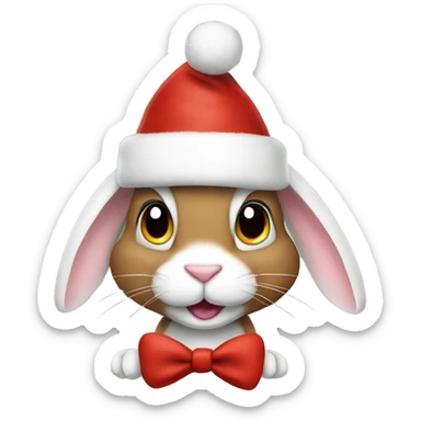 bunny wearing santa hat  sticker