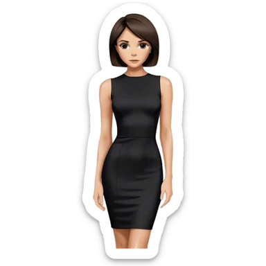 Victoria Beckham with dark brown hair in a short bob cut wearing a black bodycon dress sticker