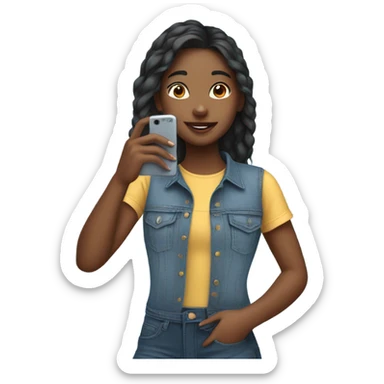 girl taking selfie in denim sticker