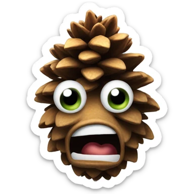 scared pinecone with sunken eyes sticker