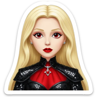 Countess Dracula with long blonde hair, black sequin outfit  sticker
