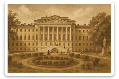 Казаковский корпус Московского Университета в 19 веке - рисованный стиль sticker