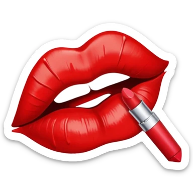red kiss print sticker