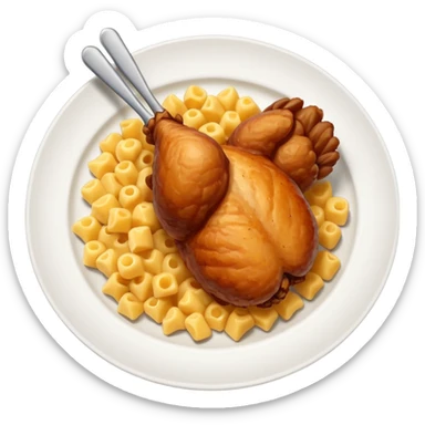 drumstick chicken with mac and cheese on the side on a plate sticker