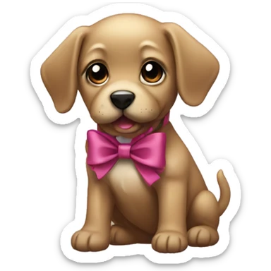 Black deauschund puppy with bow  sticker