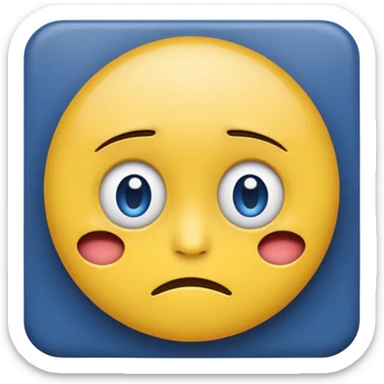 round yellow emoji face Android and Apple Color Emoji hybrid, minimal, upper half shaded with dark blue, blank wide eyes, trembling frown, silent despair, colorful, emoji-like sticker