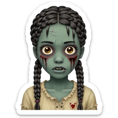 swag zombie girl black with braids sticker