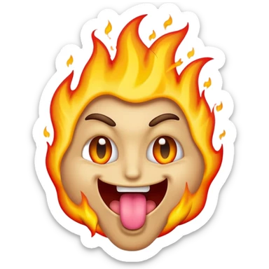 a samsung-style emoji of a basic face with dollar sign eyes sticking out a flaming tongue sticker