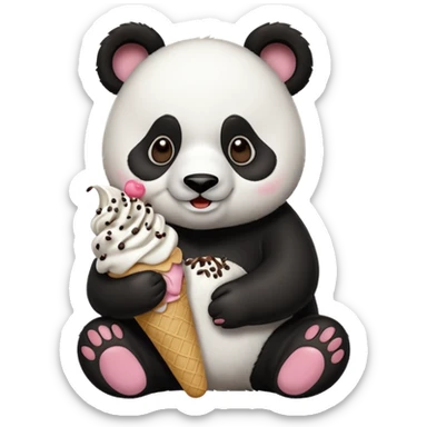Panda eating ice cream sticker